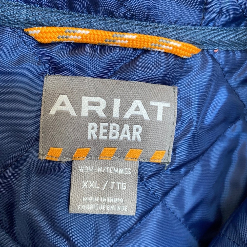 Ariat Rebar Flannel Hooded Shacket Shirt Jacket Women XXL Blue Plaid NWT - Picture 7 of 14